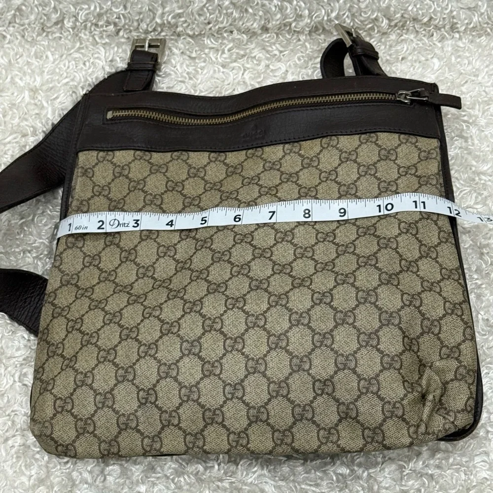 Gucci Beige and Dark Brown Monogram Messenger Bag